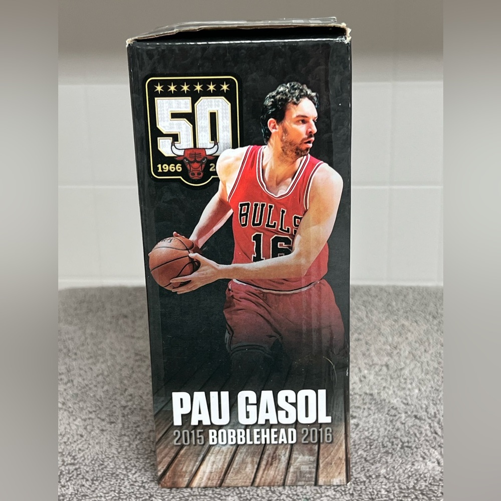 2015-2016 Pau Gasol NBA Chicago Bulls 50th Season SGA Bobble Bobblehead Doll HOF